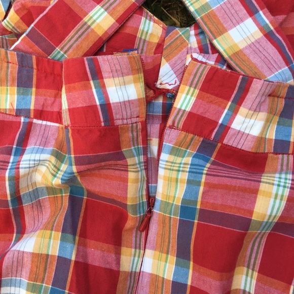 90’s Primary Color Plaid A-Line Sun Dress~ - Picture 6 of 7